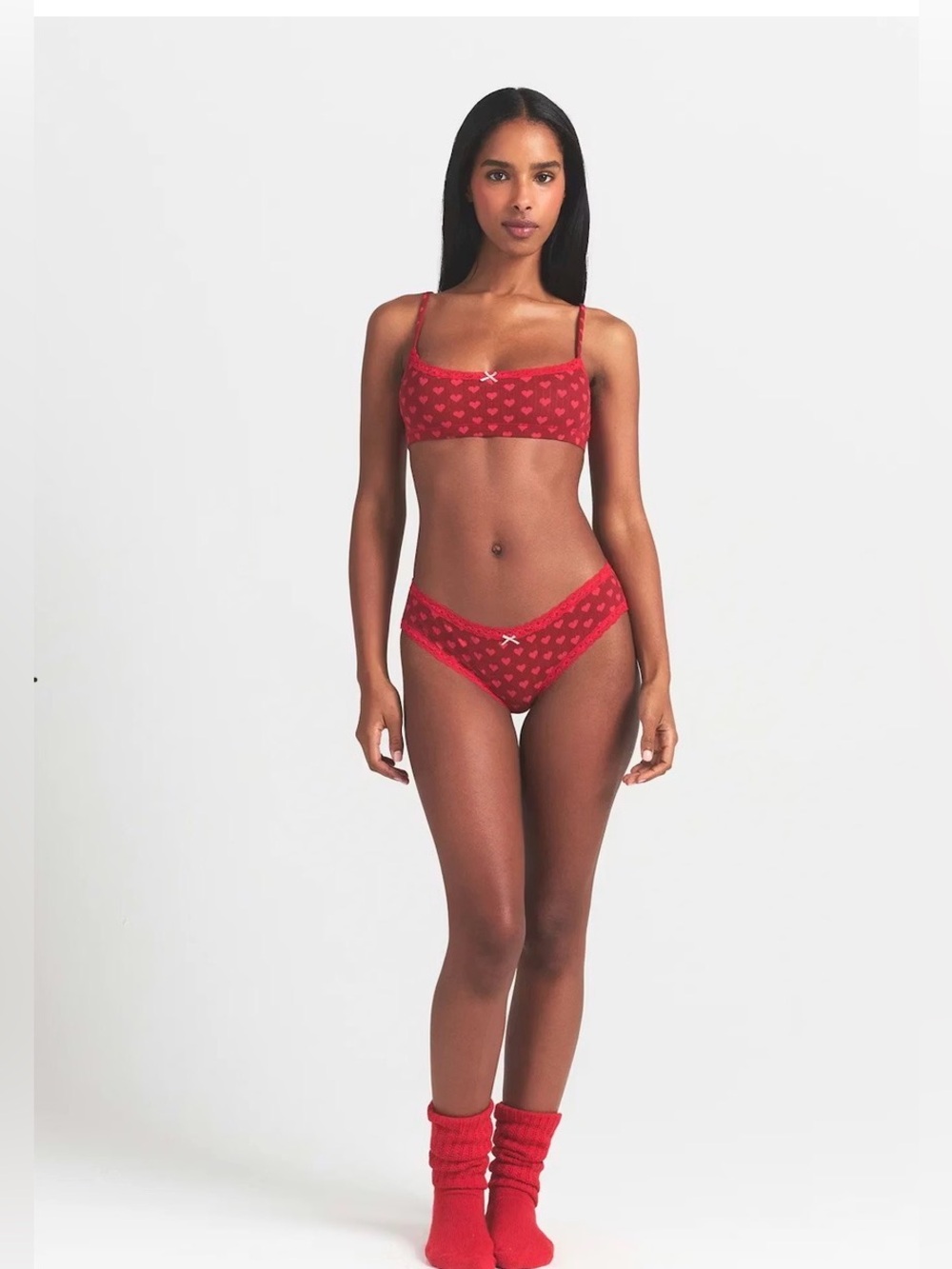 NWT SKIMS Valentines Day Cotton Jersey Briefs Brick Heart Red Underwear XL